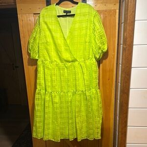 Eloquii Vibrant Neon Green Dress Size 18